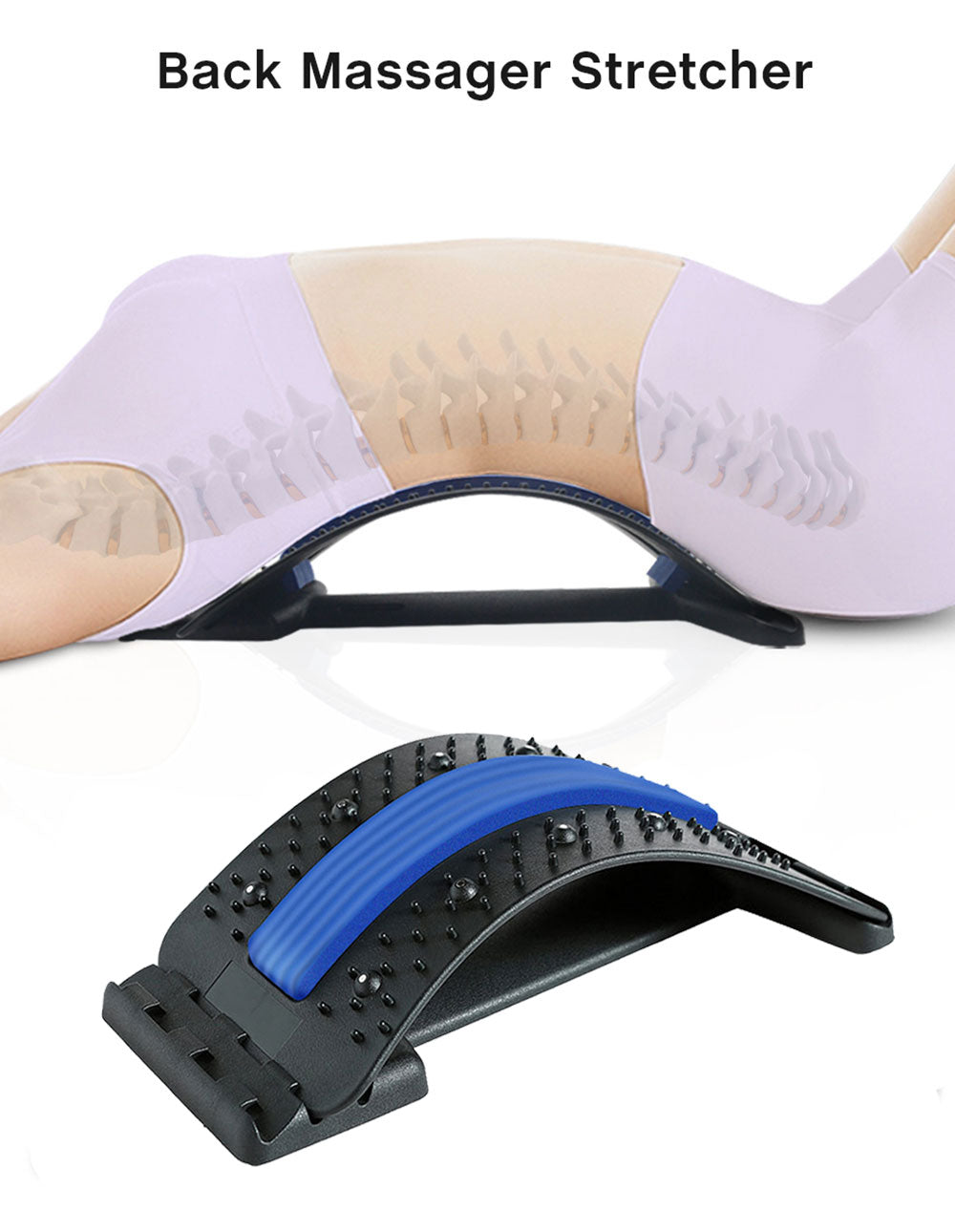 Multi-level Adjustable Back Massager Stretcher Waist Neck Stretch Fitness Lumbar Cervical Spine Support Pain Relief Relaxation